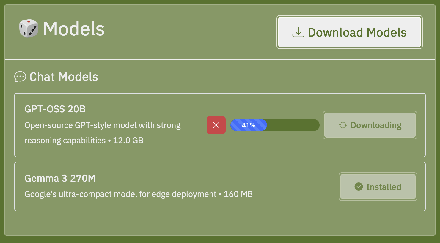 TreeOS model library in dark mode
